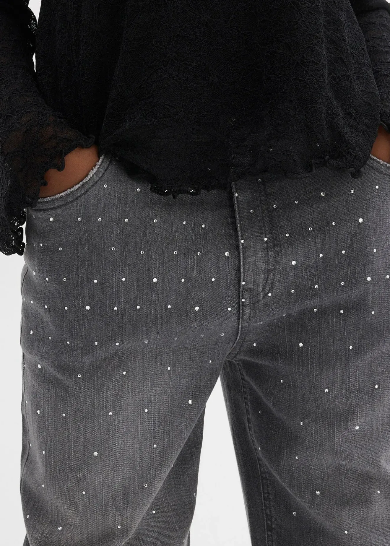 bonprix Jean ample taille mi-haute, orné de strass|Enfant Vêtements Enfant|Filles 9-16 Ans·Jeans