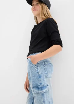 Enfant bonprix Vêtements Enfant|Filles 9-16 Ans·Jeans|Jean baggy poches cargo, taille mi-haute