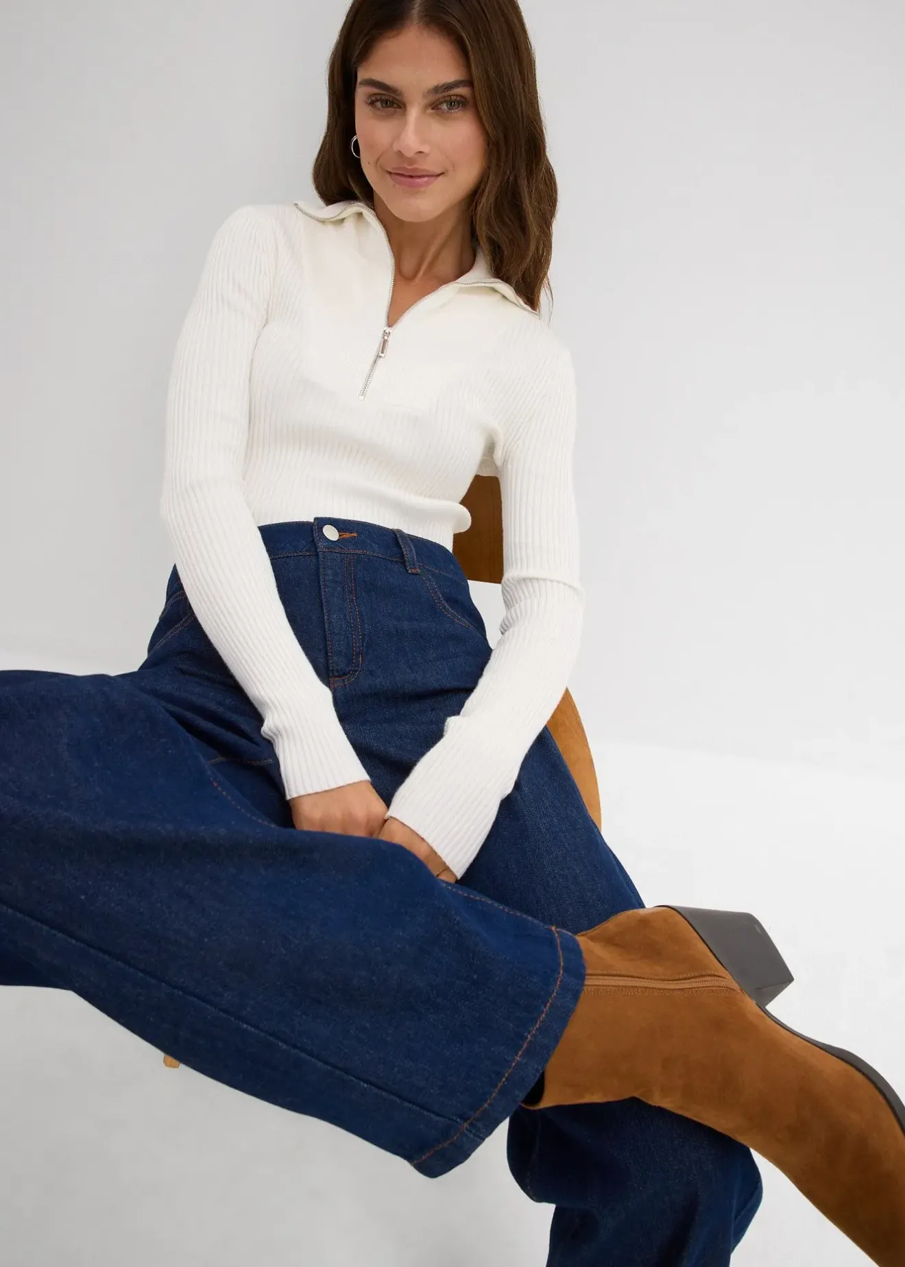 bonprix Jean balloon taille mi-haute|Femme Tailles Petite|Jeans