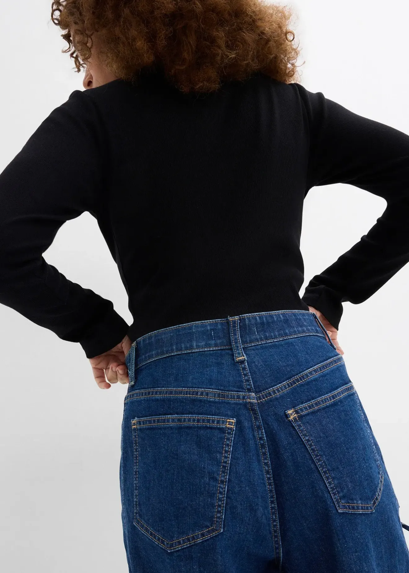 Femme bonprix Jeans|Jean barrel, taille haute et élastiquée