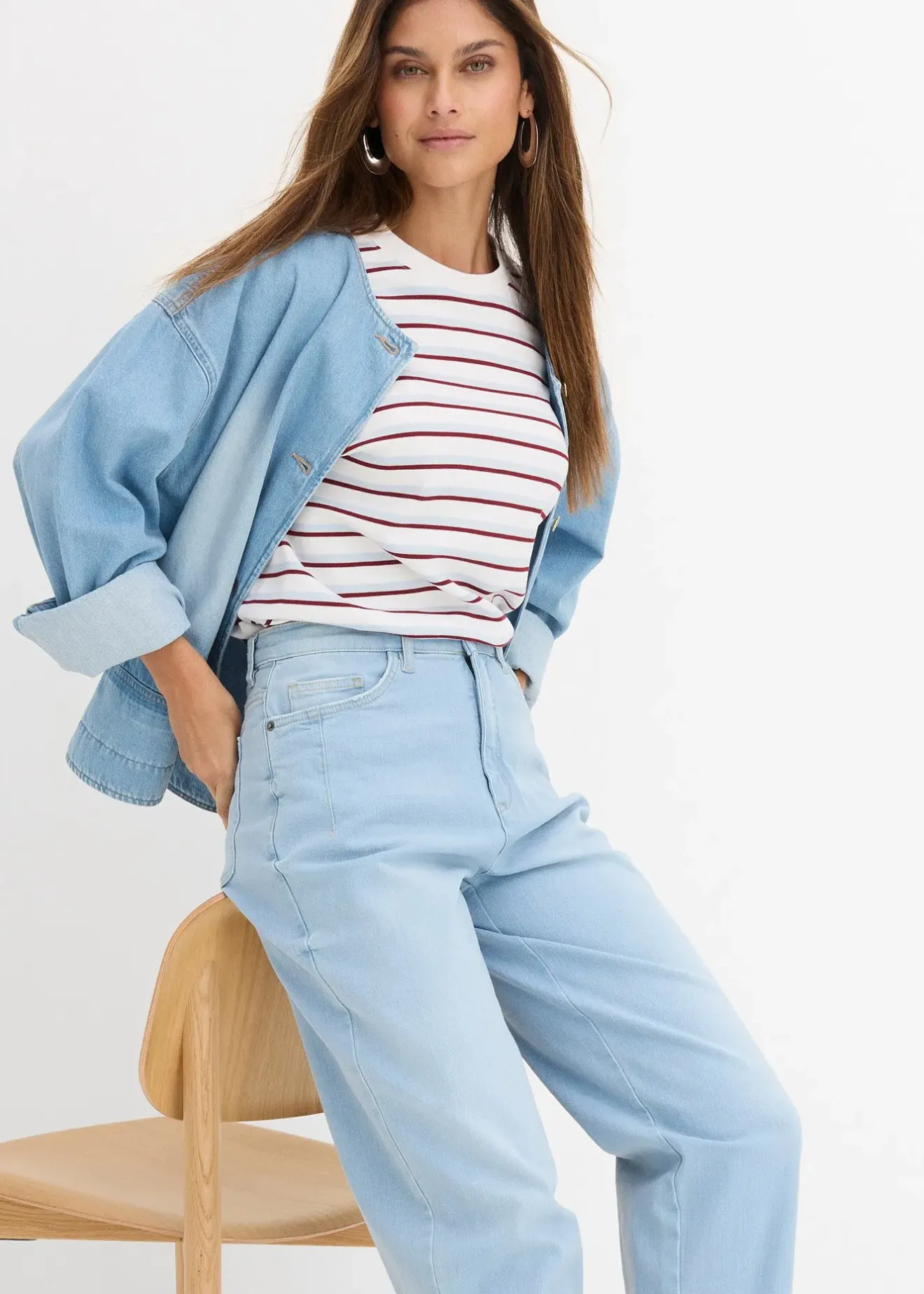 bonprix Jean barrel taille haute en coton|Femme Jeans