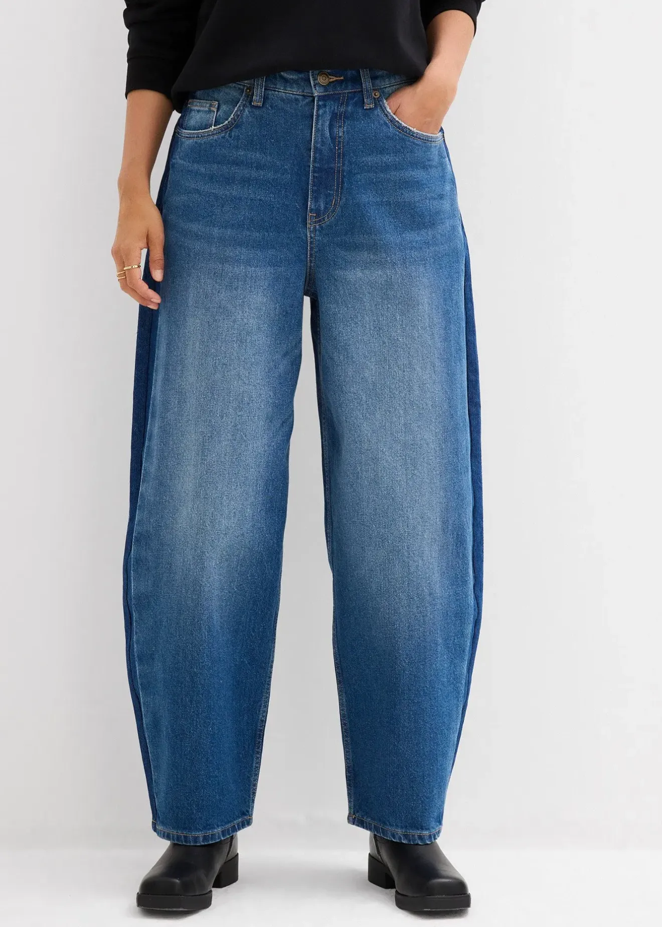 bonprix Jean barrel taille haute, cropped|Femme Jeans