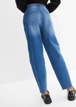Femme bonprix Jeans|Jean barrel taille haute en coton