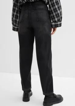 Femme bonprix Jeans|Jean barrel taille haute en coton