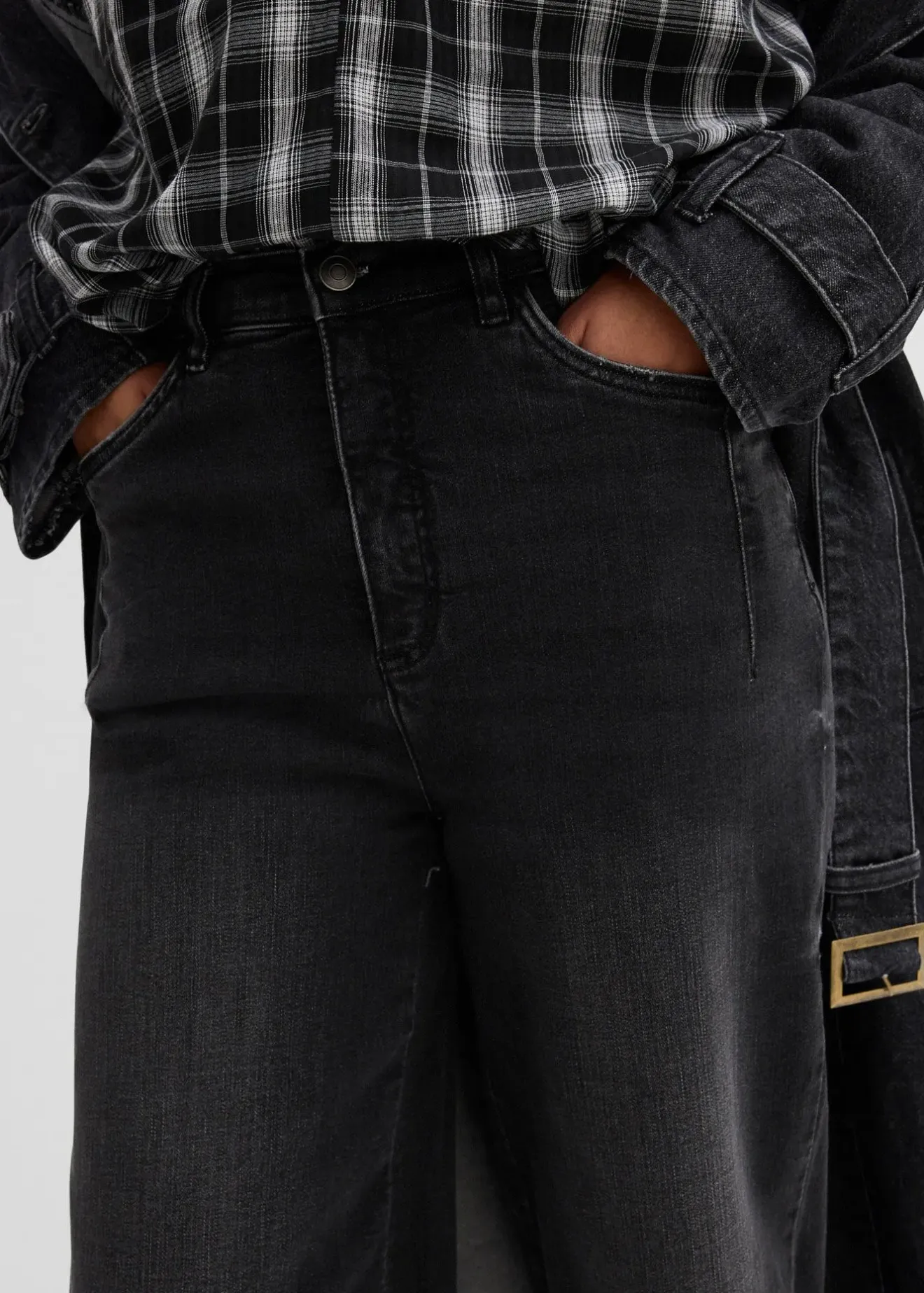 Femme bonprix Jeans|Jean barrel taille haute en coton