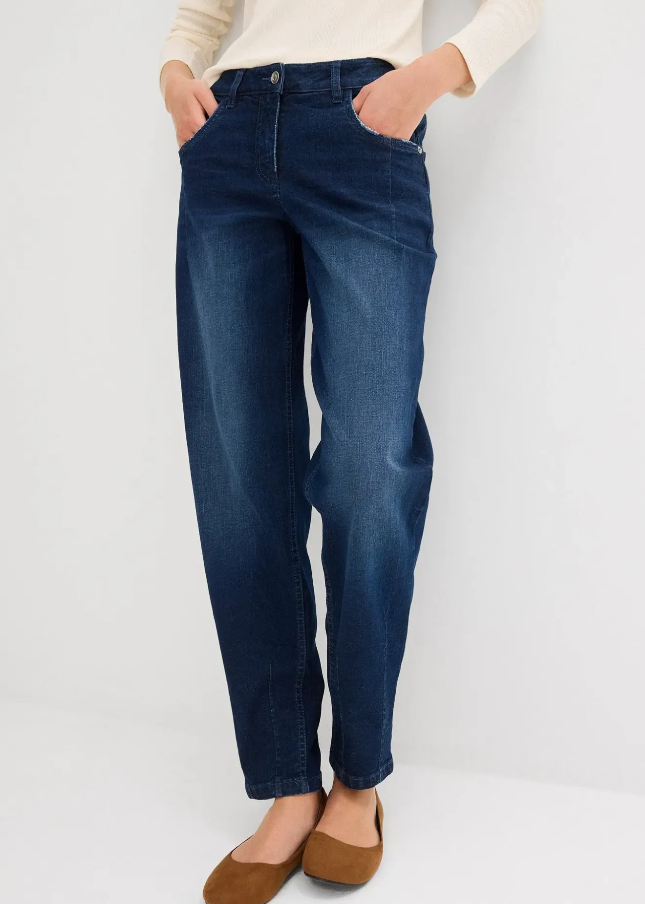 Femme bonprix Jeans|Jean barrel taille mi-haute