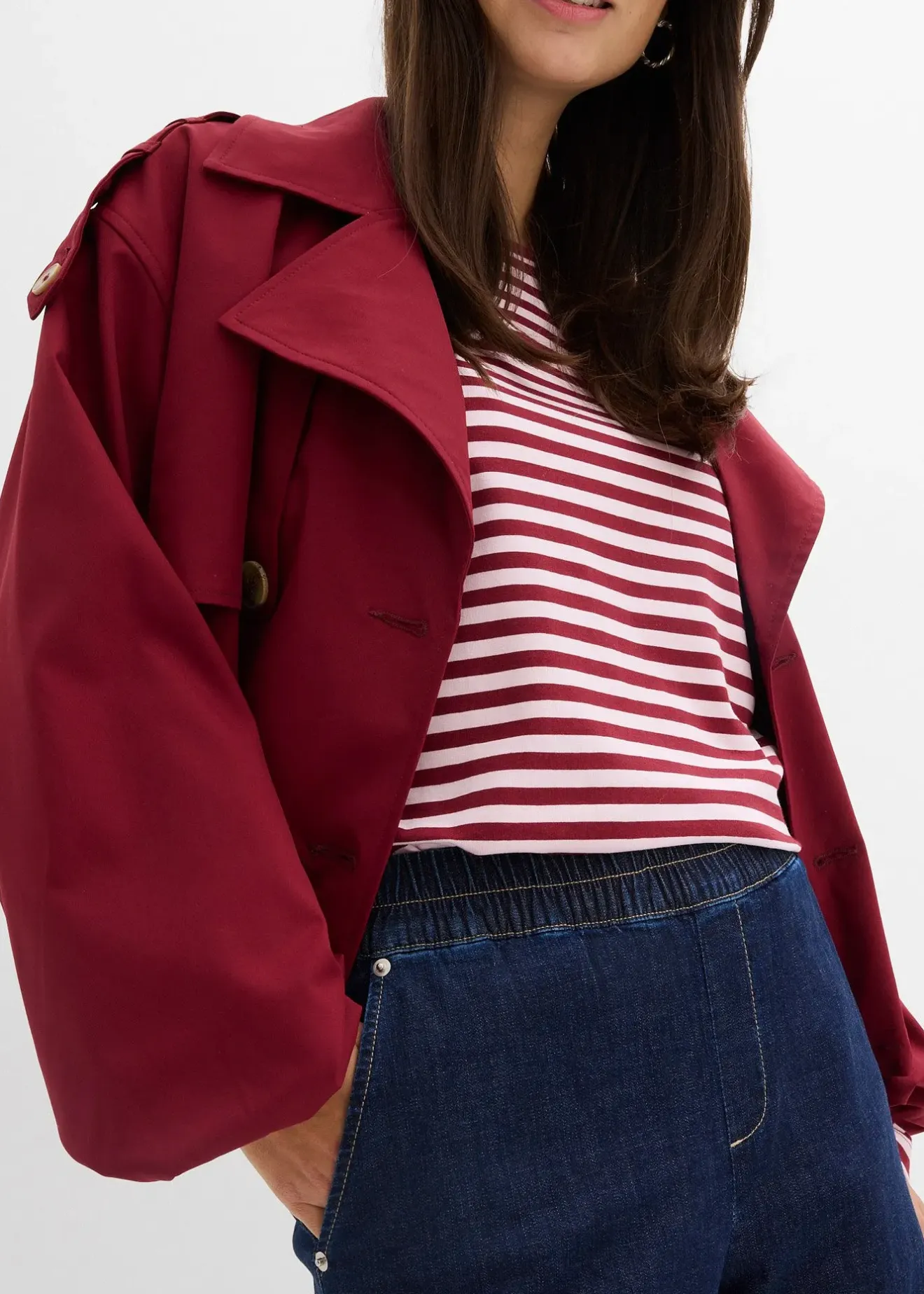 Femme bonprix Jeans|Jean barrel taille mi-haute élastiquée