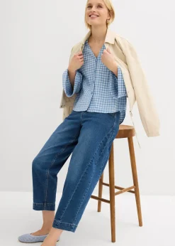 Femme bonprix Jeans|Jean barrel taille mi-haute, cropped