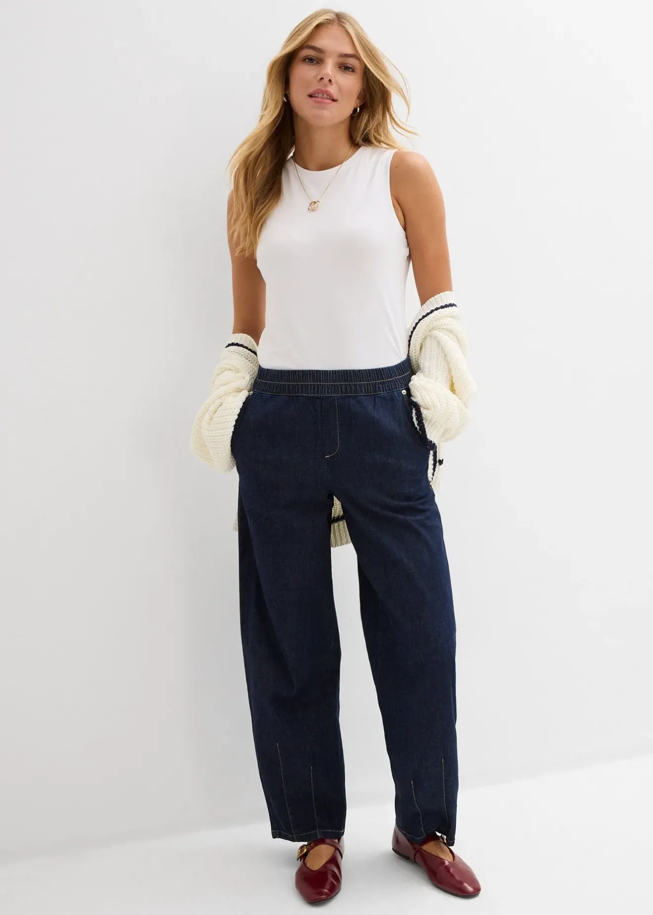 bonprix Jean barrel taille mi-haute élastiquée|Femme Jeans