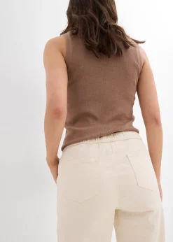 Femme bonprix Jeans|Jean barrel taille mi-haute élastiquée