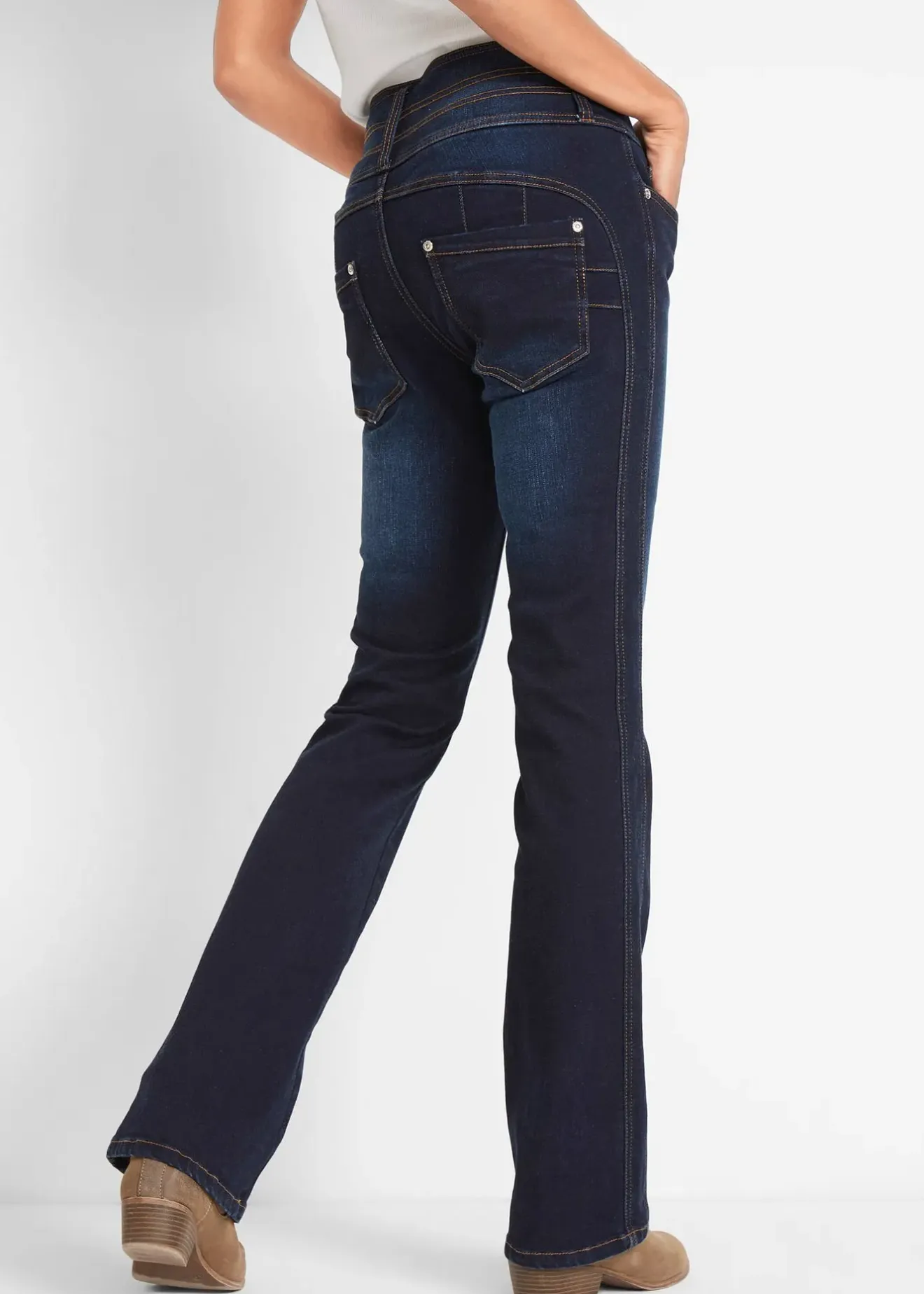 Femme bonprix Tailles Petite|Jean bootcut taille haute, sculptant