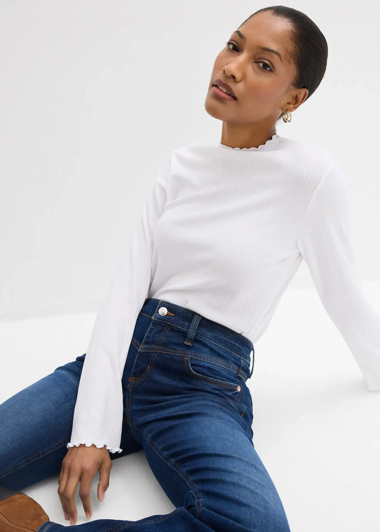 Femme bonprix Jeans|Jean bootcut taille mi-haute, extensible