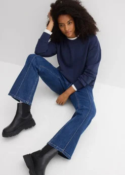 Femme bonprix Jeans|Jean bootcut taille mi-haute et élastiquée