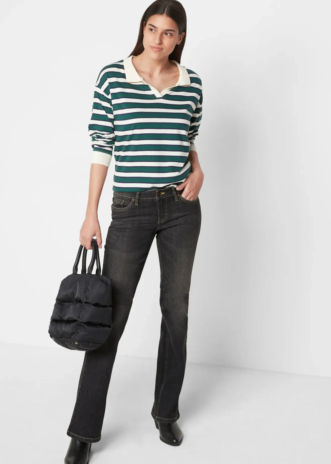 bonprix Jean bootcut taille mi-haute, extensible et confortable|Femme Jeans