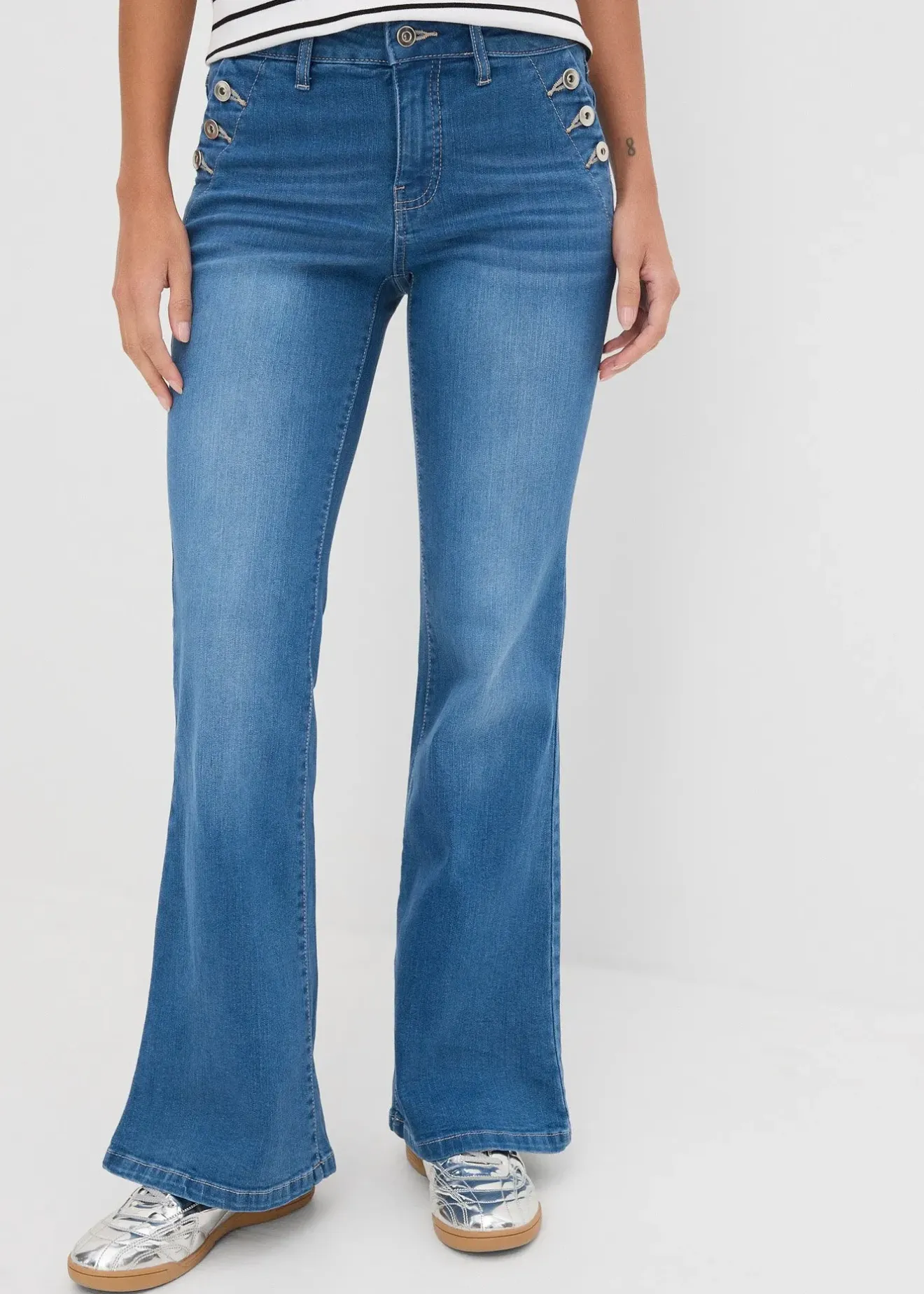 Femme bonprix Tailles Petite|Jeans|Jean bootcut, taille mi-haute