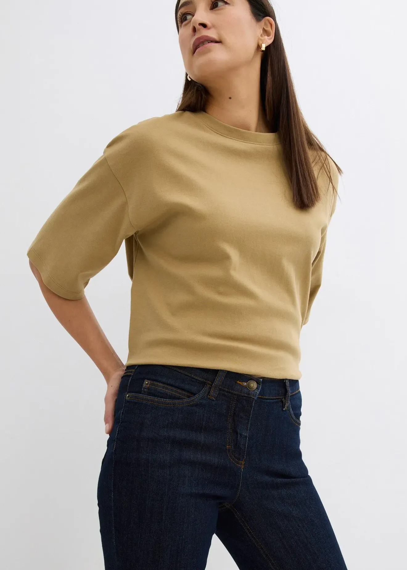 bonprix Jean bootcut taille mi-haute, extensible|Femme Tailles Petite