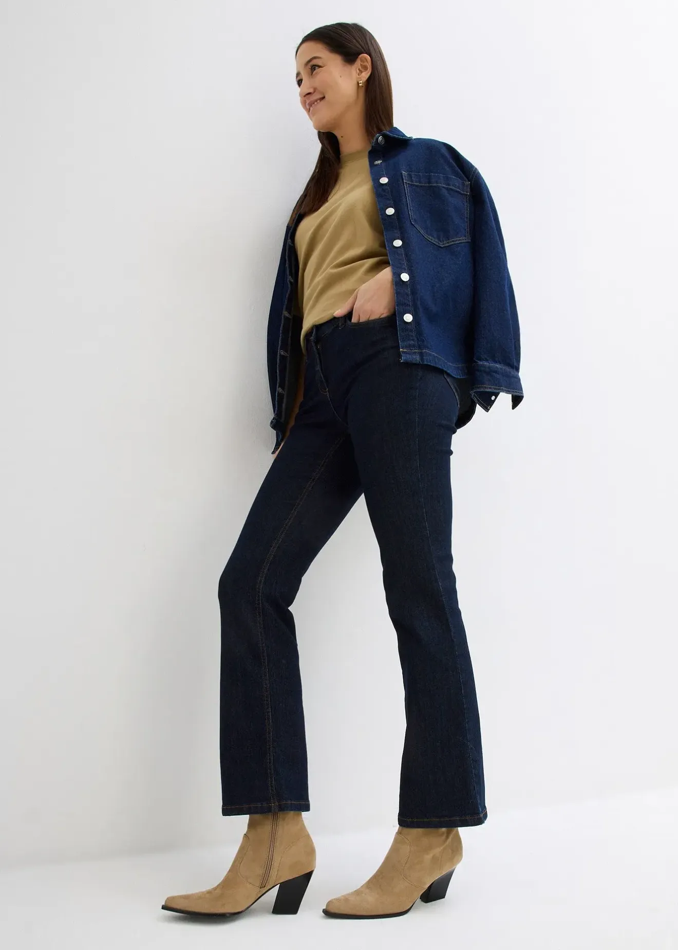 bonprix Jean bootcut taille mi-haute, extensible|Femme Tailles Petite