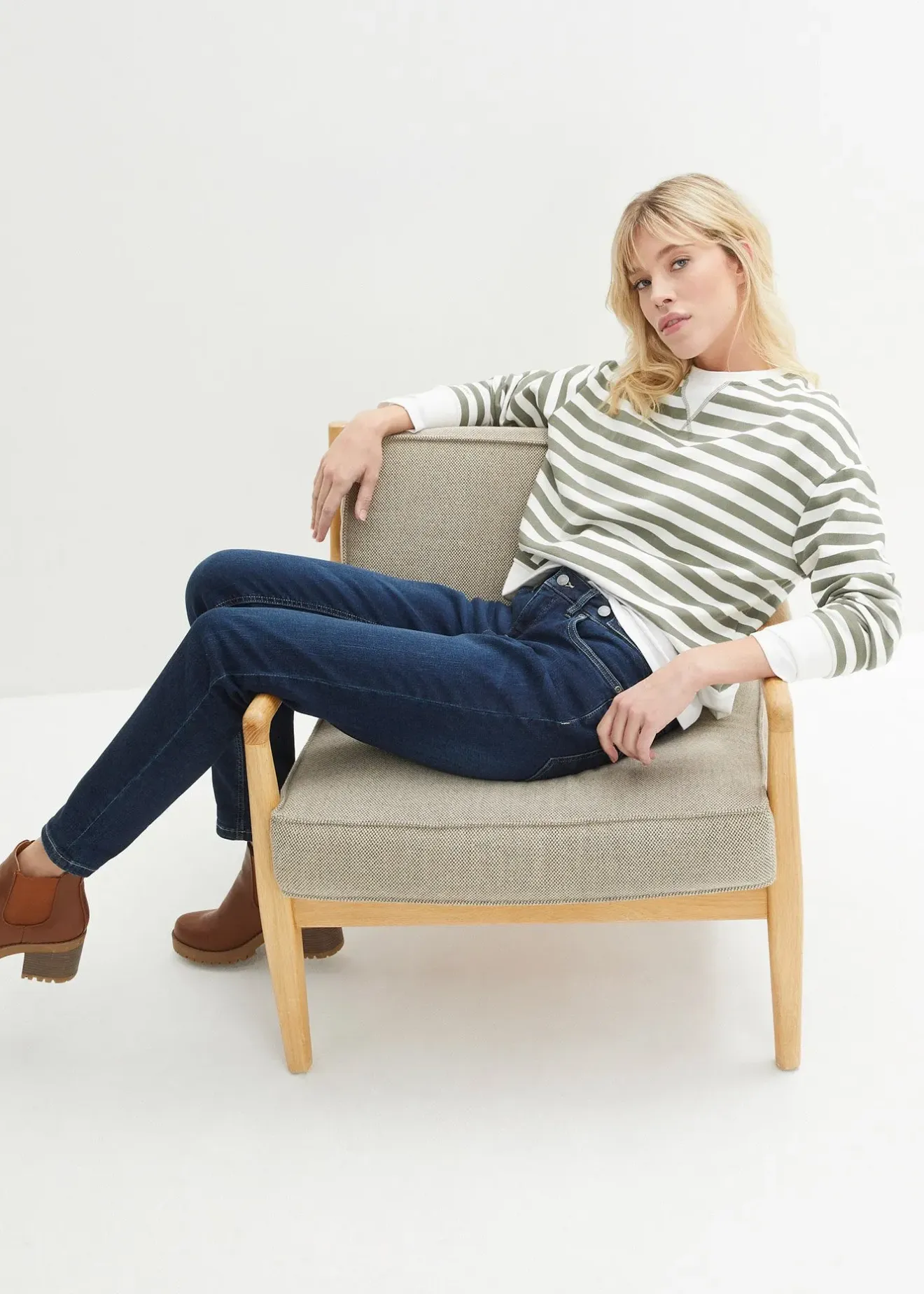 Femme bonprix Jeans|Jean Boyfriend taille mi-haute, extensible