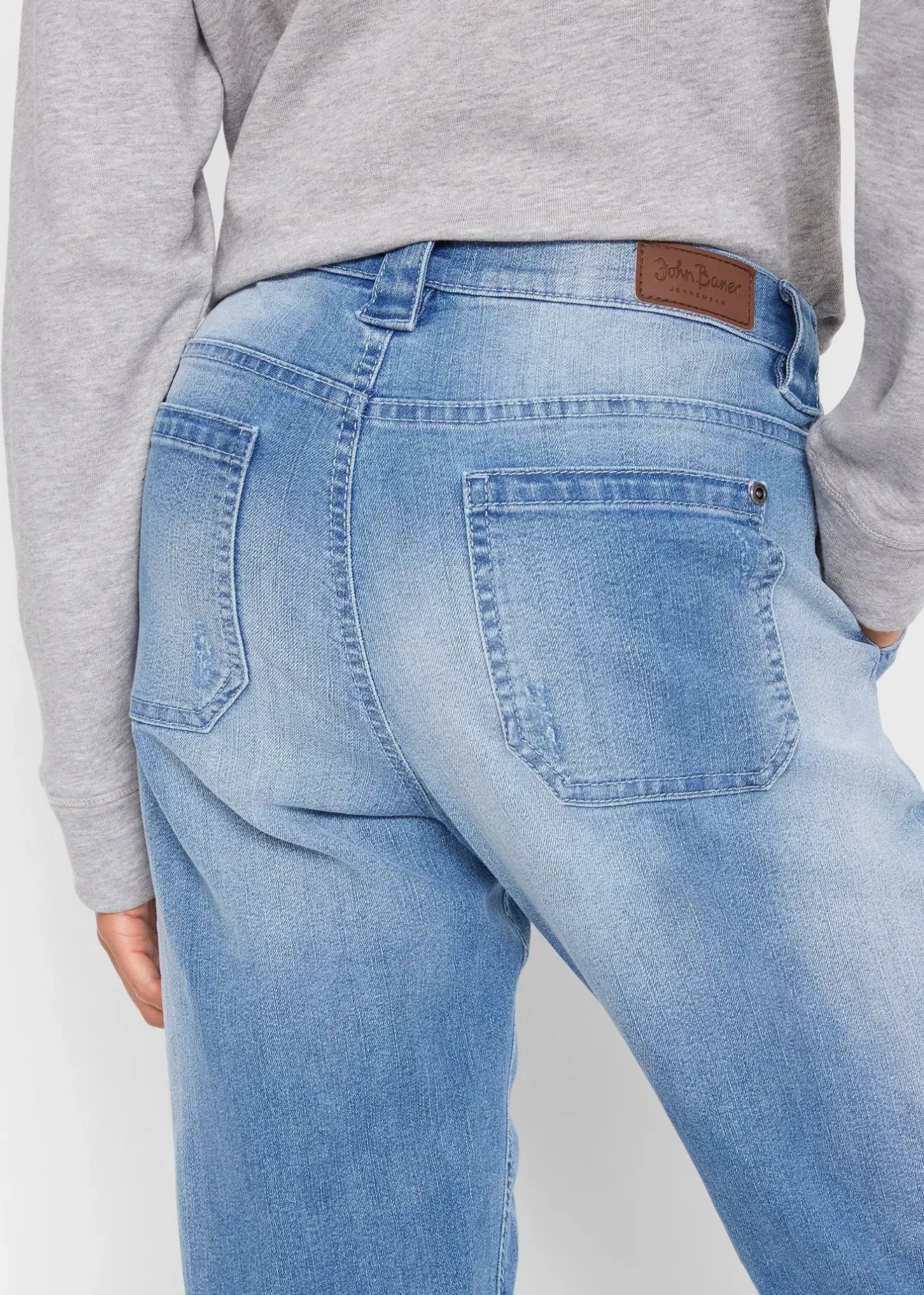bonprix Jean boyfriend taille mi-haute, stretch confort|Femme Jeans