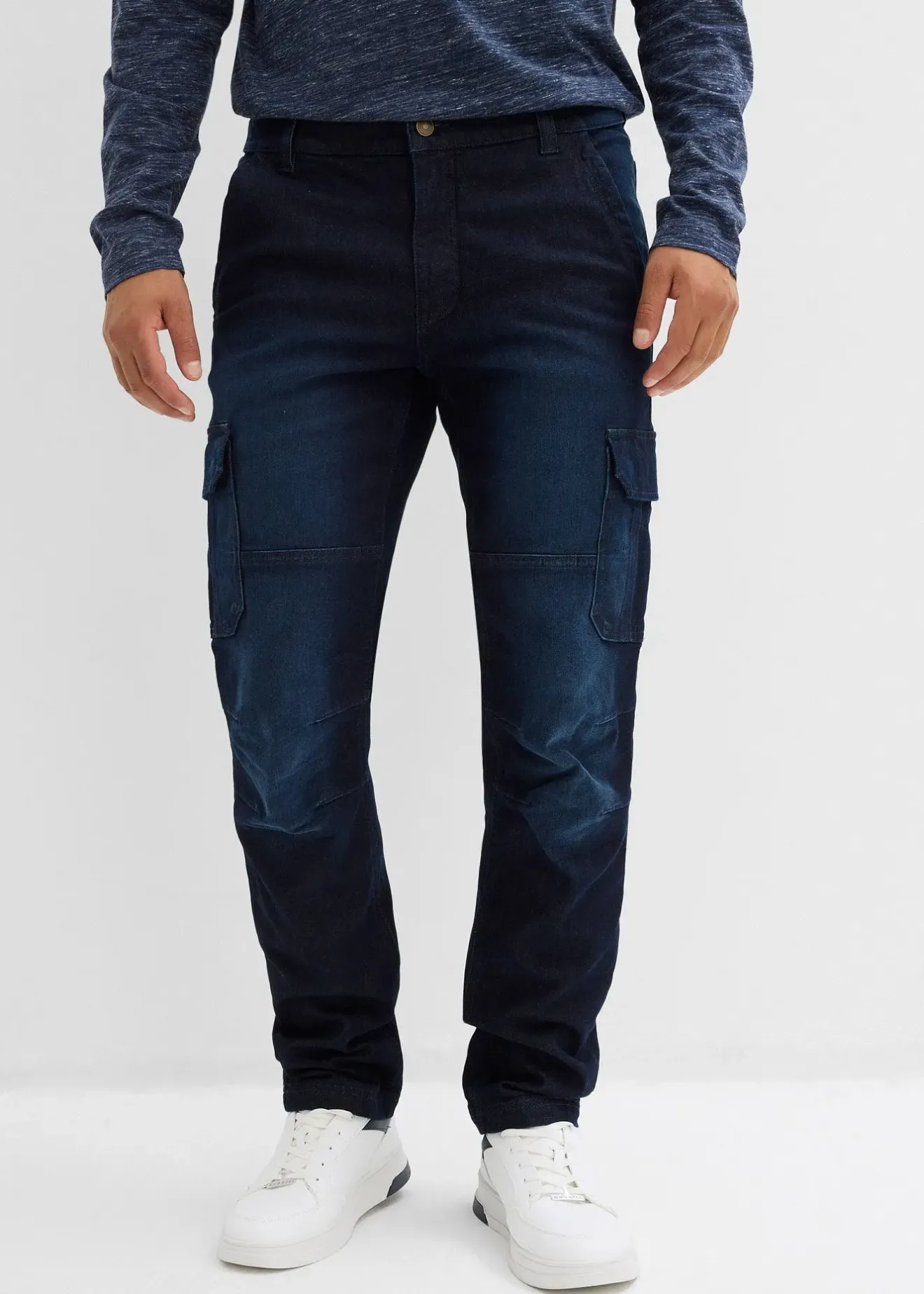 Homme bonprix Jeans|Vêtements Thermiques|Jean cargo avec doublure thermique en flanelle et taille élastiquée, droit
