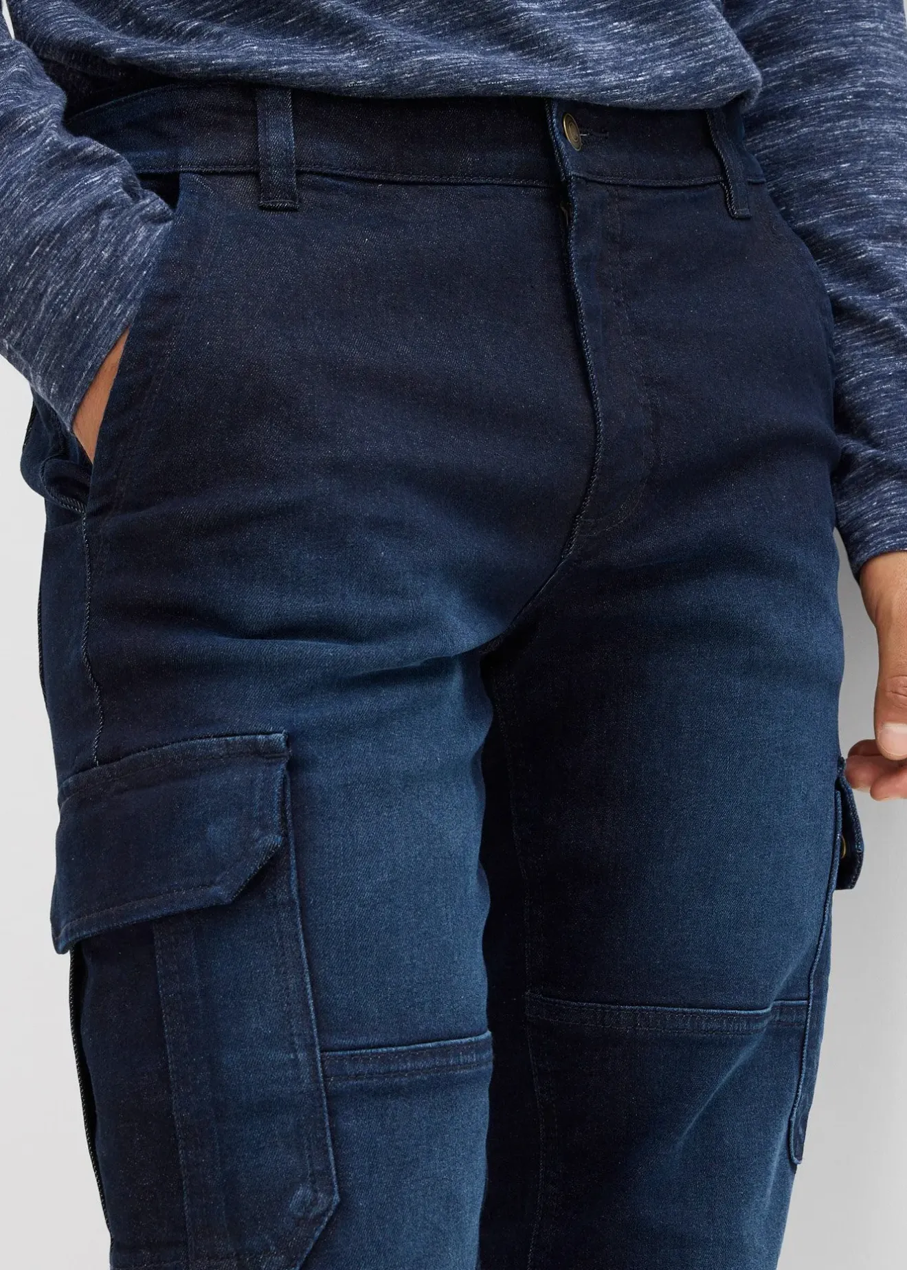 Homme bonprix Jeans|Vêtements Thermiques|Jean cargo avec doublure thermique en flanelle et taille élastiquée, droit