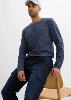 Homme bonprix Jeans|Vêtements Thermiques|Jean cargo avec doublure thermique en flanelle et taille élastiquée, droit