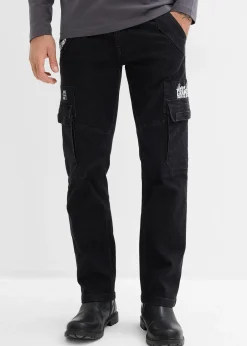 Homme bonprix Jeans|Jean cargo extensible loose taille élastiquée, droit