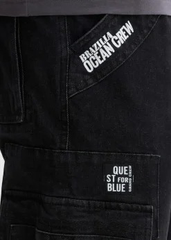 Homme bonprix Jeans|Jean cargo extensible loose taille élastiquée, droit