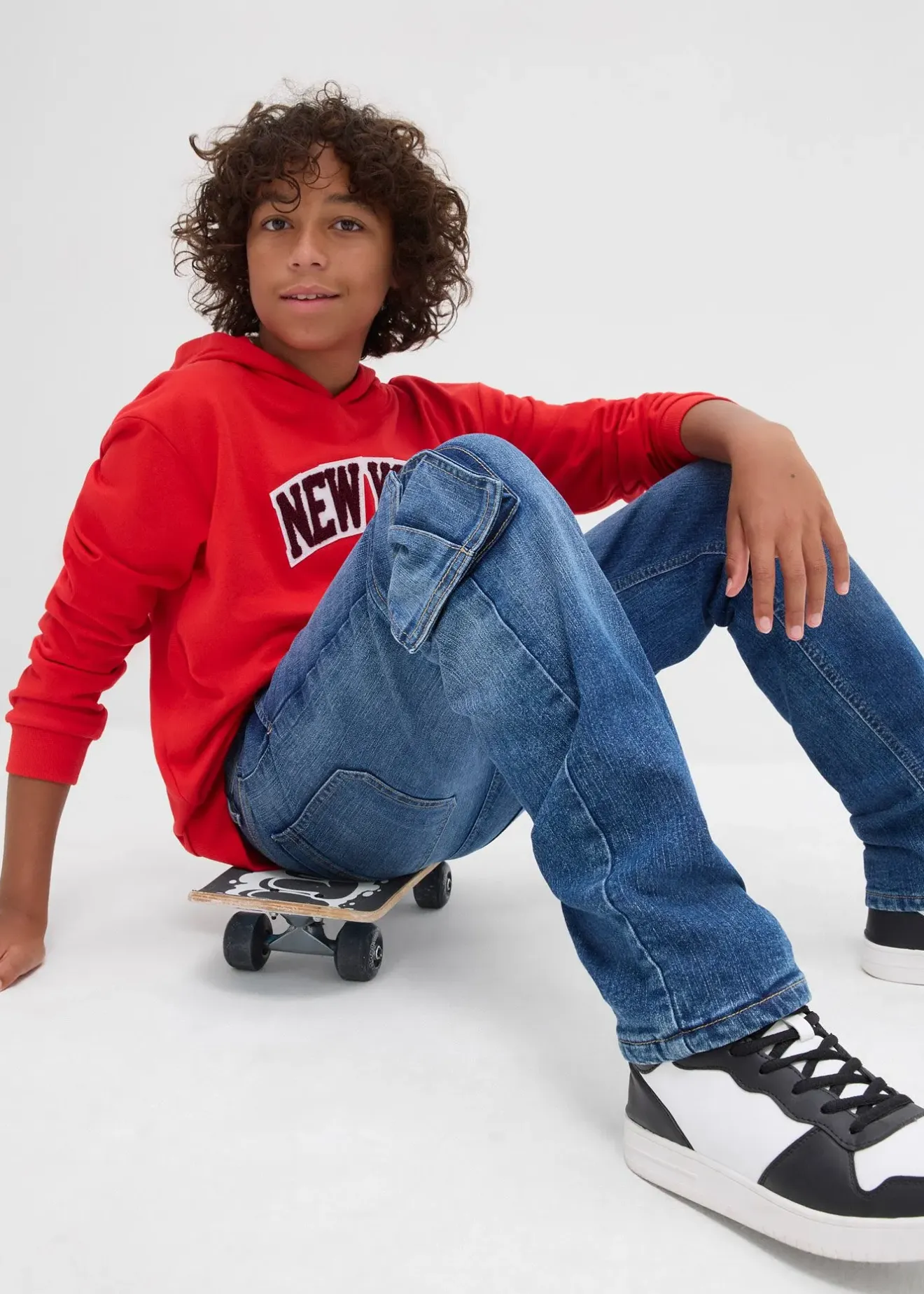 bonprix Jean cargo loose, doublure chaude en jersey, fuselé|Enfant Vêtements Enfant|Garçons 9-16 Ans·Vestes Outdoor