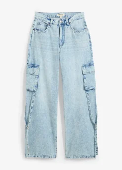 bonprix Jean cargo taille mi-haute, peu extensible, long|Femme Jeans