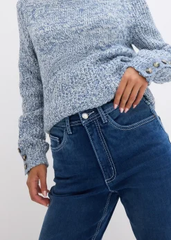 Femme bonprix Jeans|Jean chaud droit, taille haute