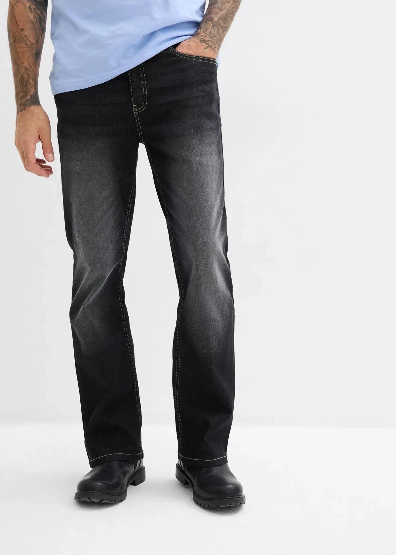 bonprix Jean classique à taille élastiquée, bootcut|Homme Jeans