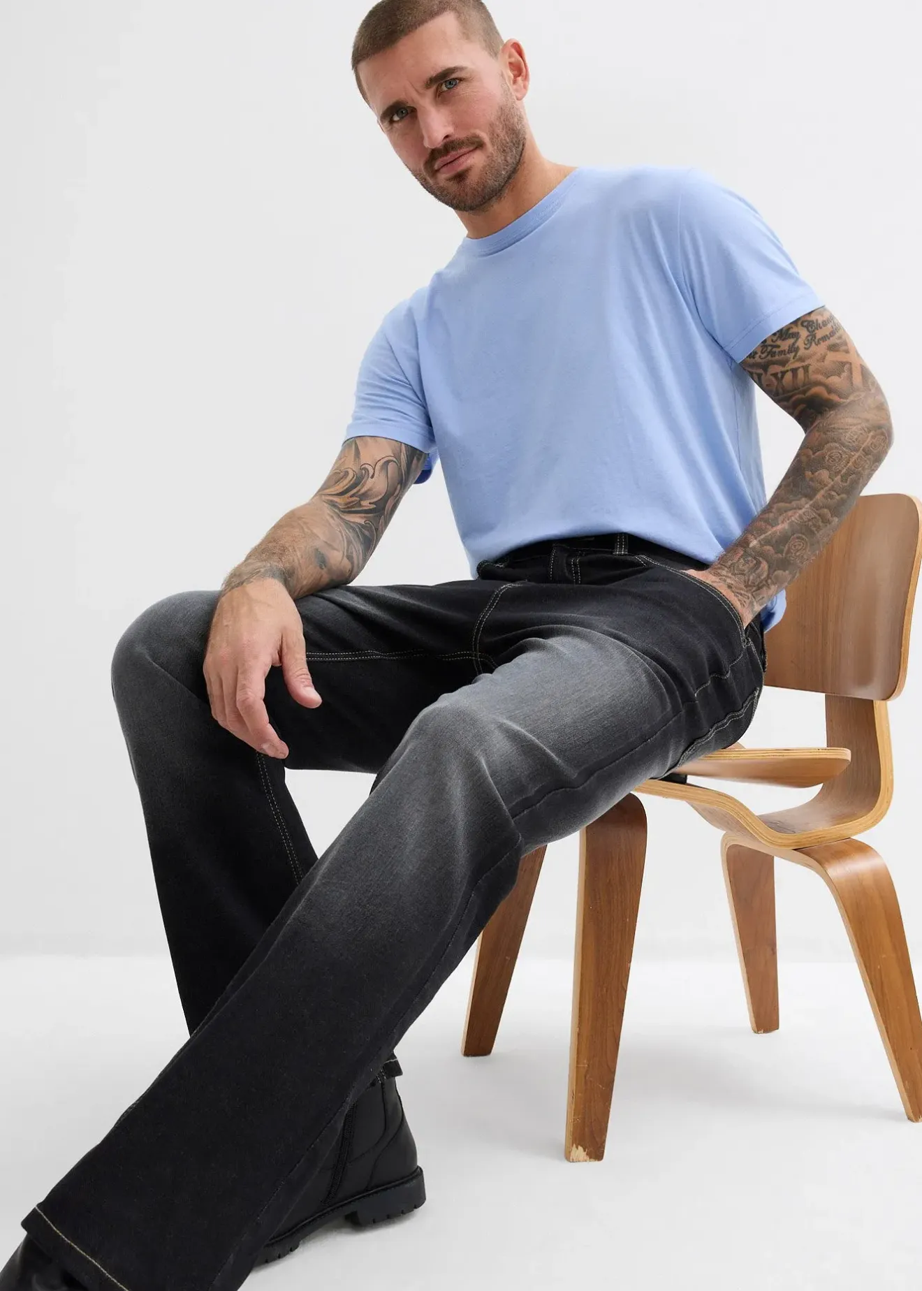 bonprix Jean classique à taille élastiquée, bootcut|Homme Jeans