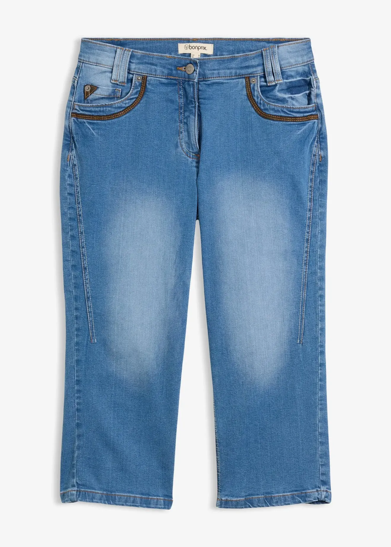 Femme bonprix Jeans|Jean corsaire slim, taille mi-haute