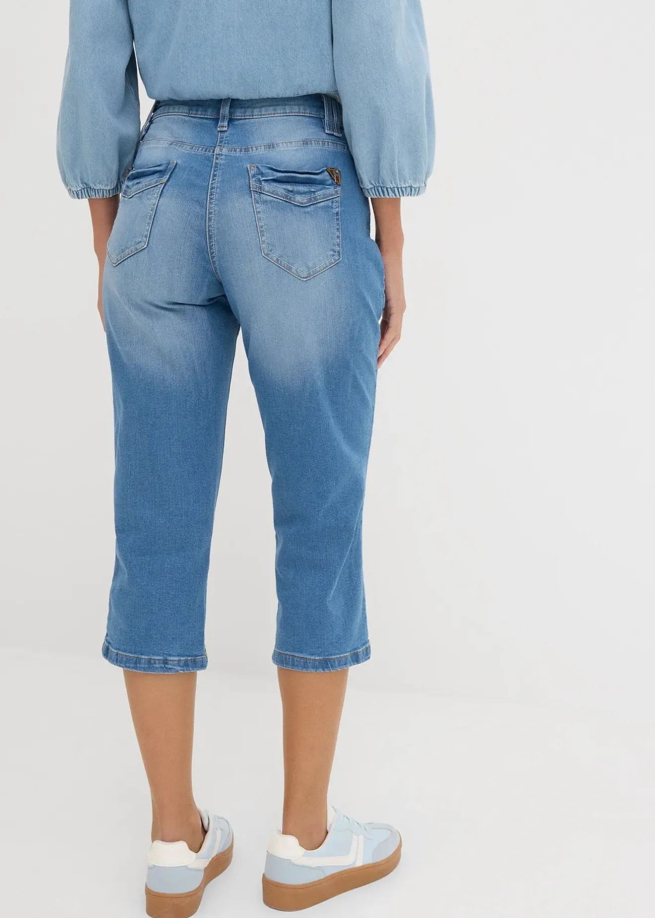 Femme bonprix Jeans|Jean corsaire slim, taille mi-haute