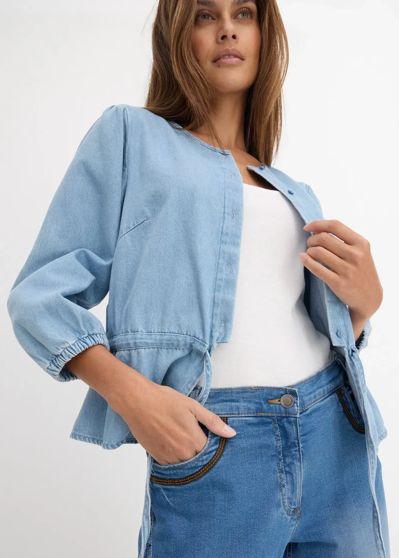 Femme bonprix Jeans|Jean corsaire slim, taille mi-haute