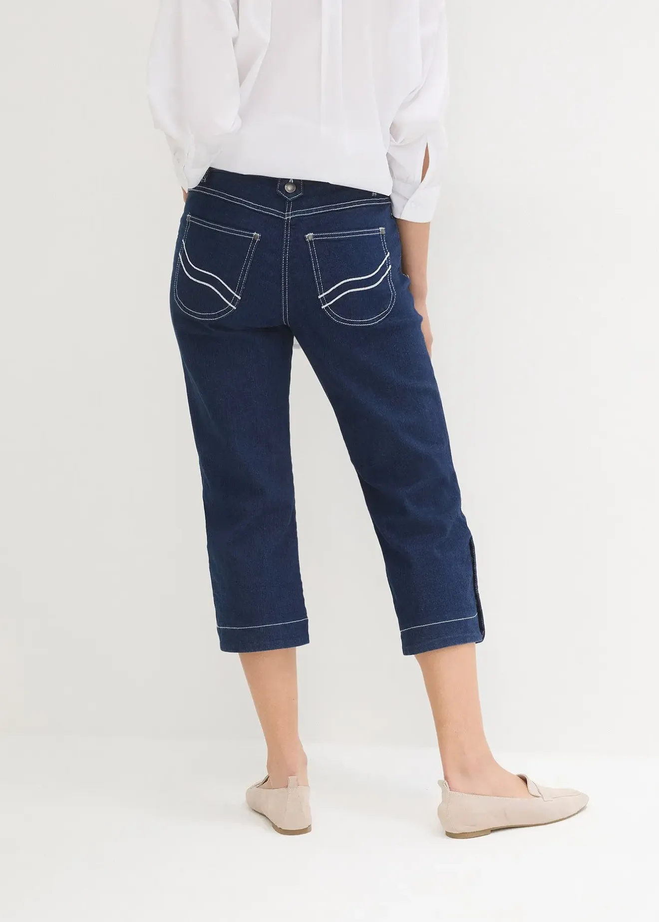Femme bonprix Jeans|Jean corsaire, taille mi-haute
