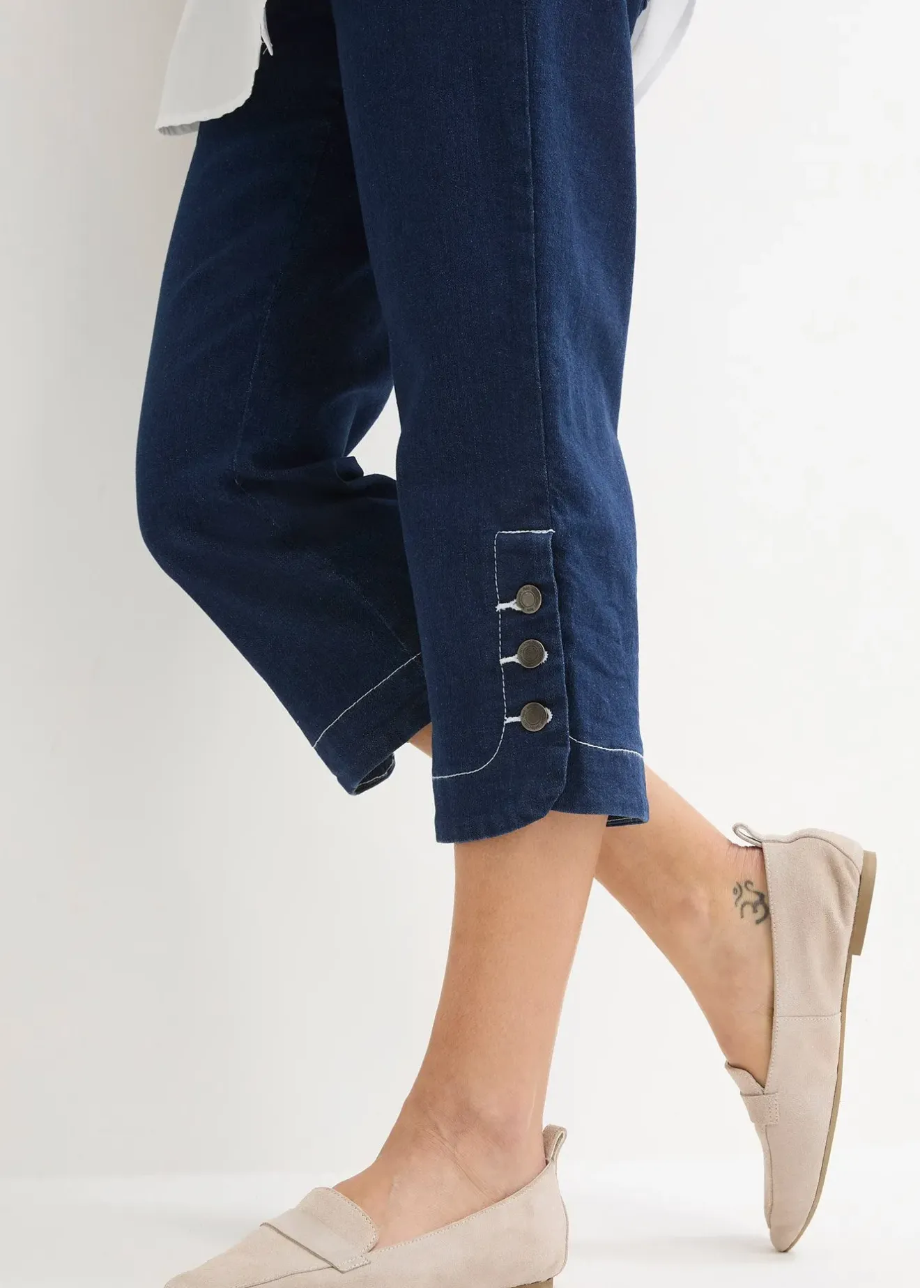 Femme bonprix Jeans|Jean corsaire, taille mi-haute