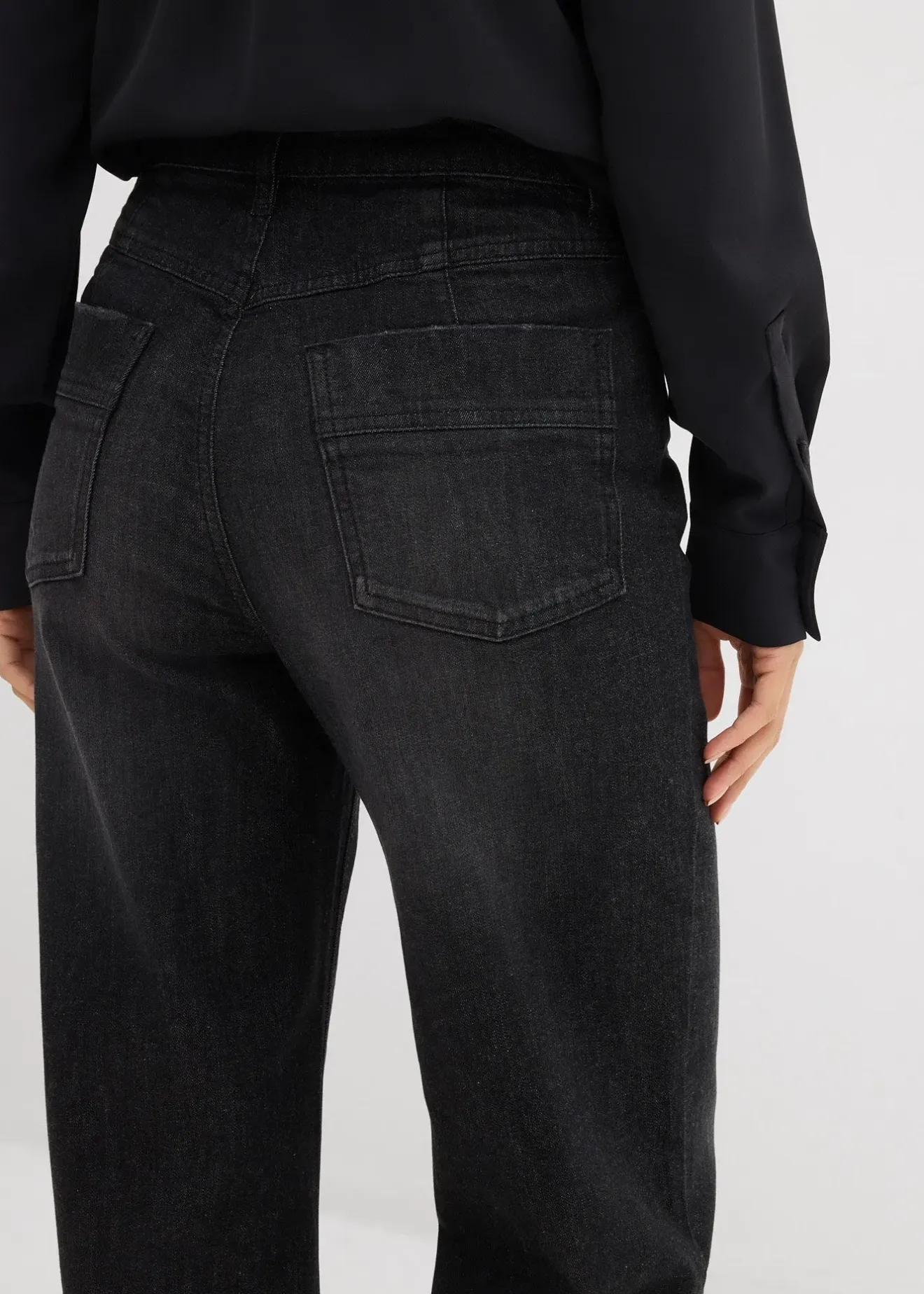 Femme bonprix Jeans|Jean droit à revers, taille haute