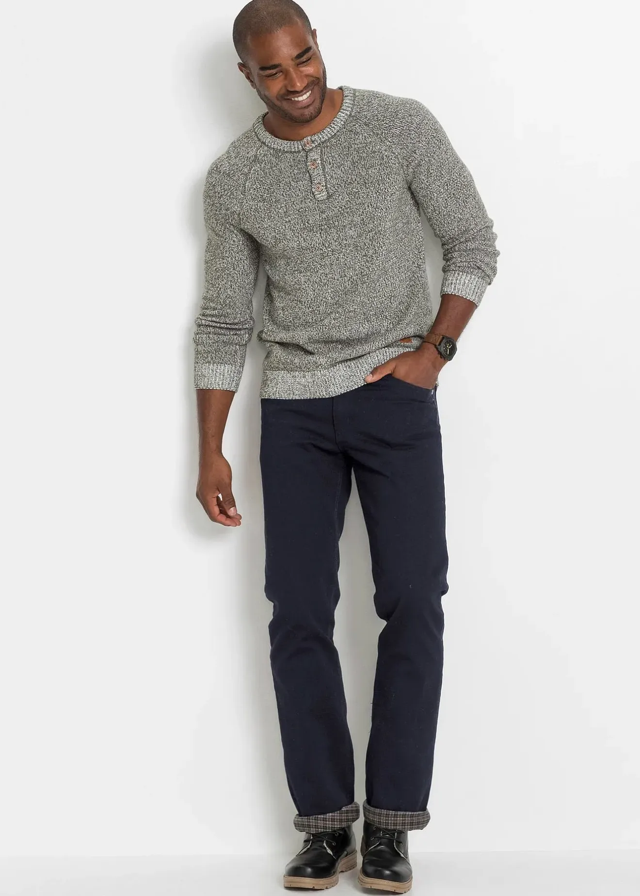 Homme bonprix Vêtements Thermiques|Vêtements De Plein Air|Jean droit, coupe classique, doublure chaude en flanelle