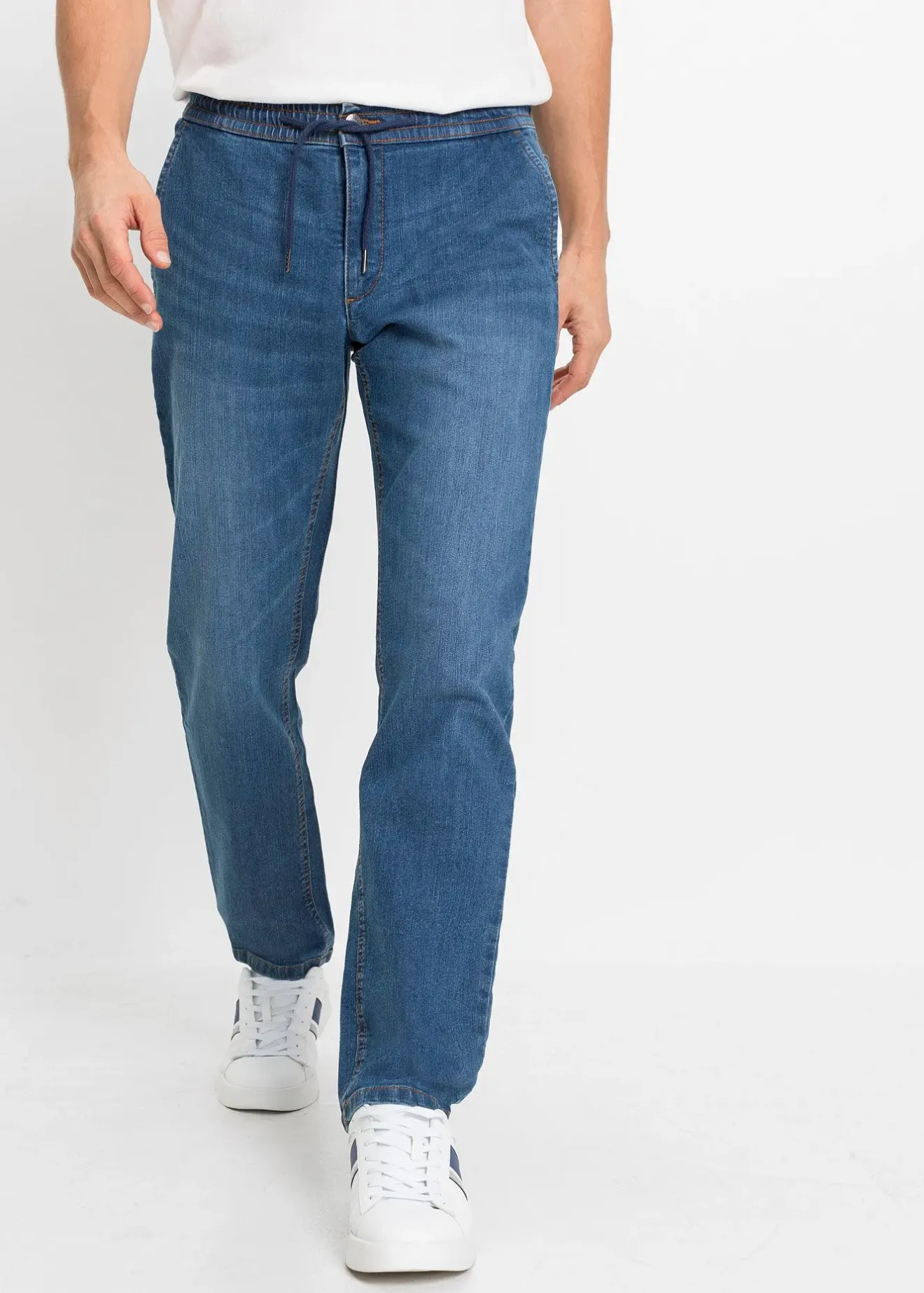 bonprix Jean droit et léger à taille élastiquée, regular|Homme Jeans