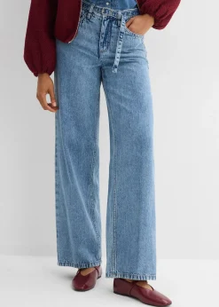 bonprix Jean droit et loose, taille mi-haute, coton|Femme Jeans|Tailles Petite