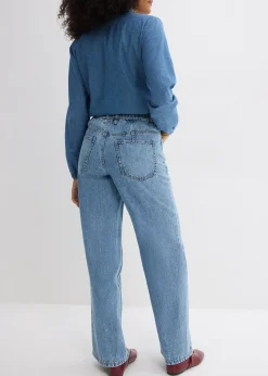bonprix Jean droit et loose, taille mi-haute, coton|Femme Jeans|Tailles Petite