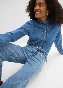 bonprix Jean droit et loose, taille mi-haute, coton|Femme Jeans|Tailles Petite