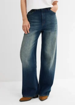 Femme bonprix Jeans|Jean droit et loose, taille haute, peu extensible