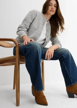 Femme bonprix Jeans|Jean droit et loose, taille haute, peu extensible