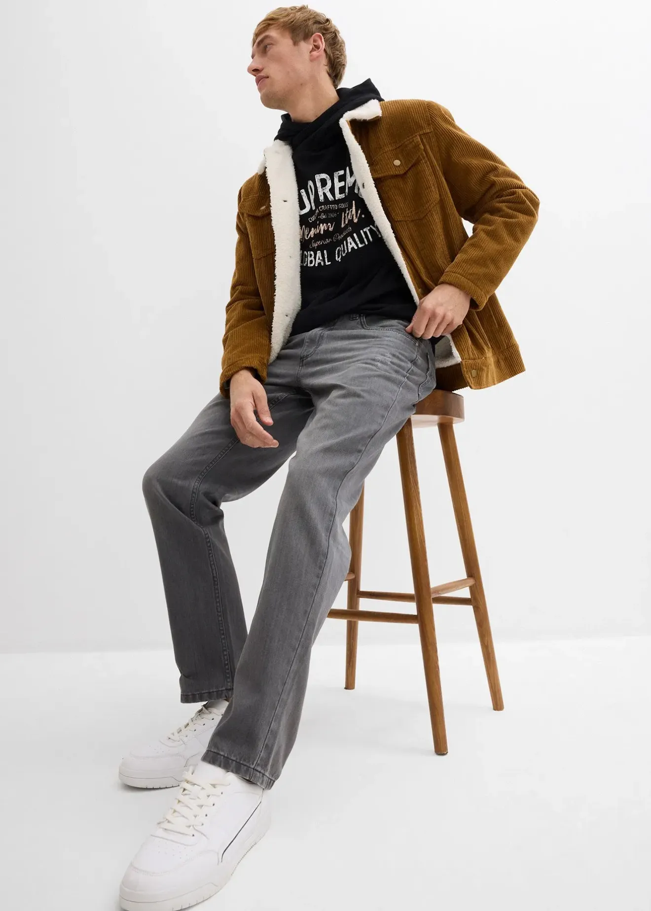 bonprix Jean droit et Regular à taille élastiquée, 100% coton|Homme Jeans