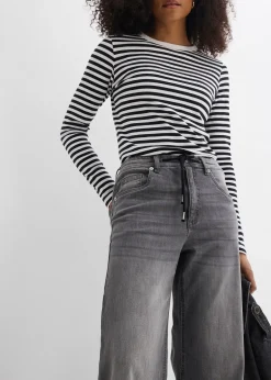 Femme bonprix Jeans|Jean droit loose, taille haute