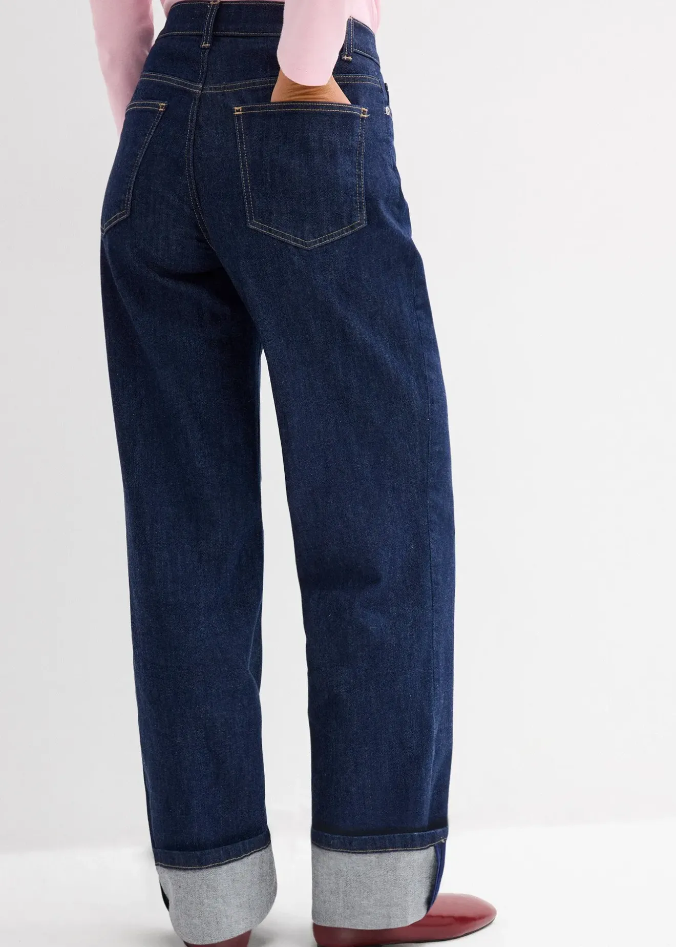 Femme bonprix Tailles Petite|Jean droit loose taille mi-haute, long