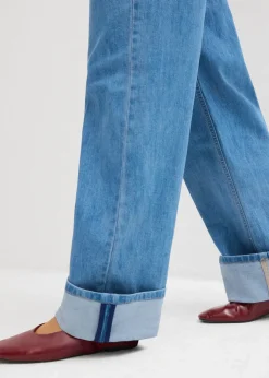 bonprix Jean droit loose taille mi-haute, long|Femme Tailles Petite